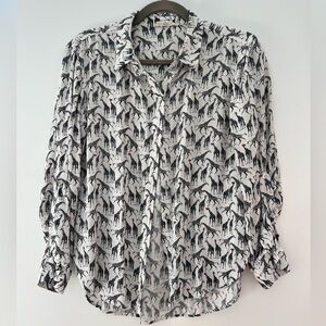 Jane & Delancey Black & White Print of Giraffes in Red Sunglass Button Down